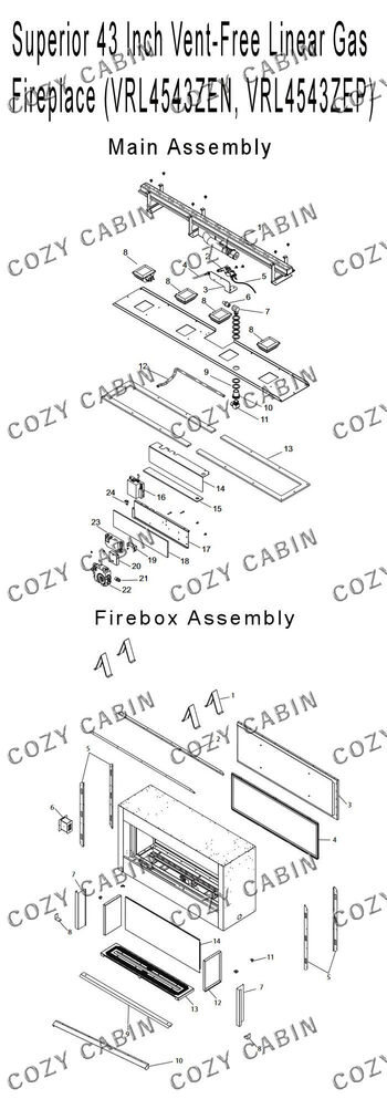 Superior 43 Inch Vent-Free Linear LP Gas Fireplace (VRL4543ZEP) #VRL4543ZEP